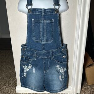 BOGO Denim Overalls with Floral Embroidery